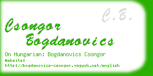 csongor bogdanovics business card